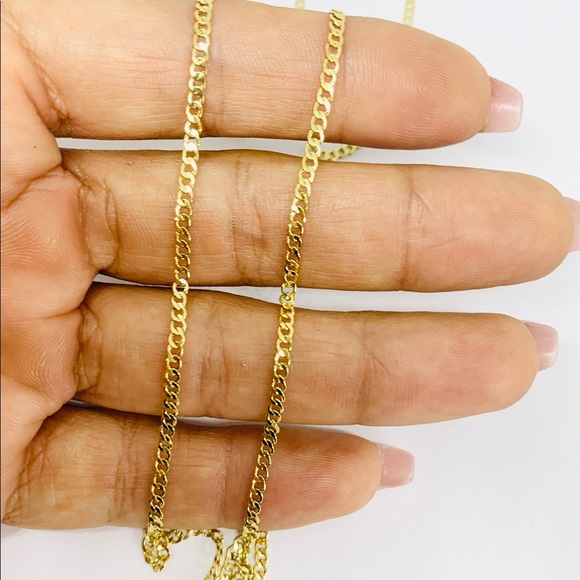 Real 10k Gold Cuban Curb Chain 16” 2mm
